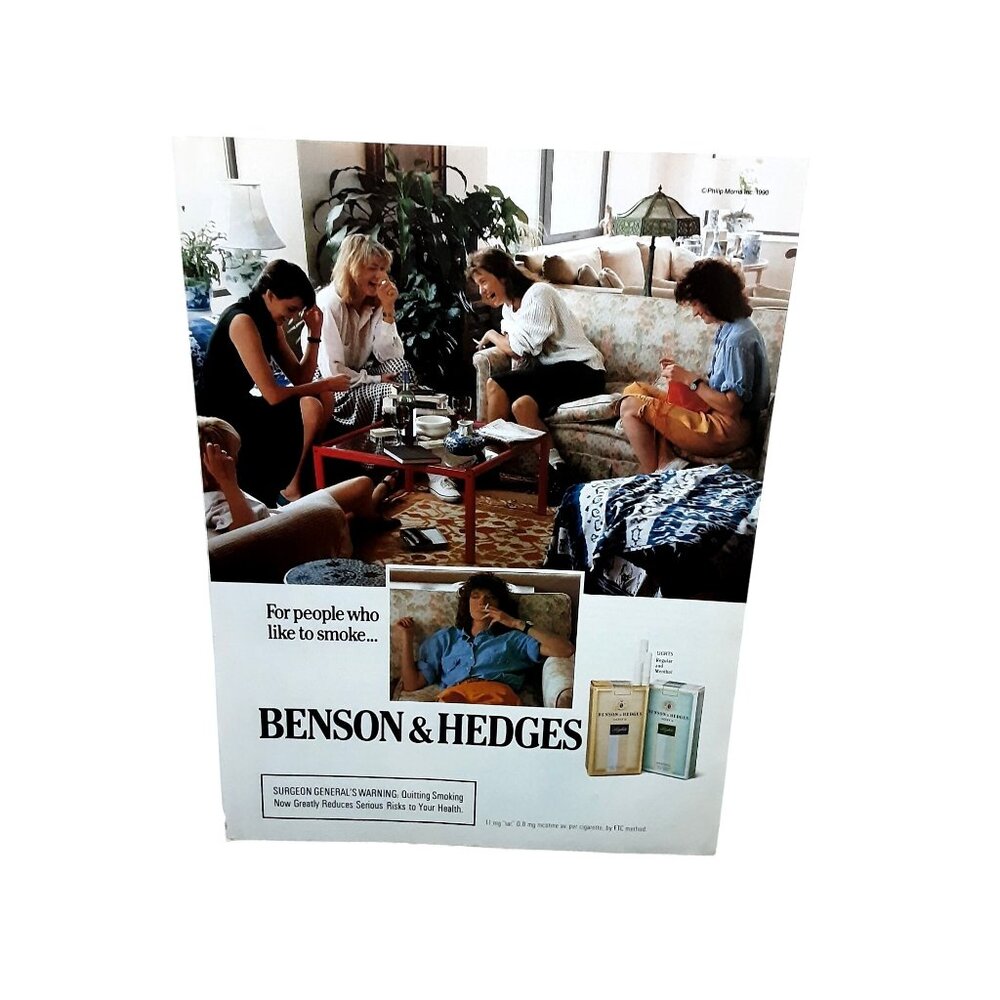 1990 Benson & Hedges Cigarettes Women Smoking Original Print Ad vintage 90s